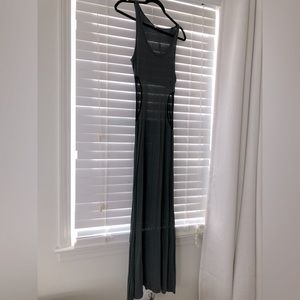 Dark green maxi dress with see through midline